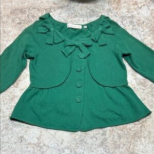 Anthropologie Charlie and Robin Green Sweater with Bow Accents